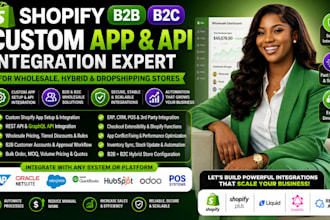 setup shopify b2b or b2c wholesale store integrate any custom shopify app or api