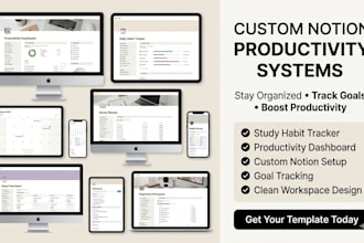 custom notion templates for productivity and professional study habit trackers