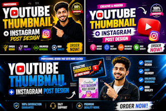 design professional youtube thumbnails and instagram posts