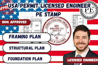 licensed structural engineer do floor, framing foundation, roof plan city permit