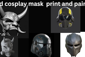 model print and paint your 3d mask or helmet, 3d cosplay armor  stl for printing