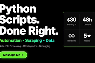 build a custom python script, automation bot and web scraping tool