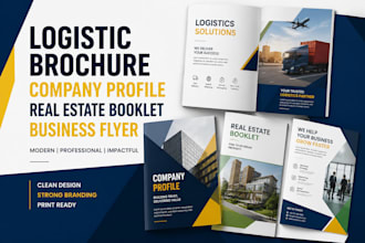 design logistic brochure,company profile real estate booklet business flyer