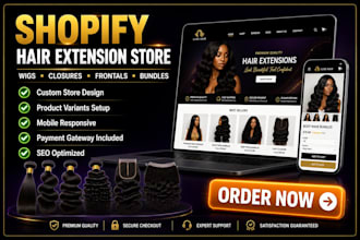 build a premium shopify hair extension store and wig website for your brand