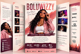 design electronic press kit, media kit, one sheet, flyer and epk