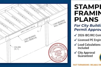 provide stamped structural framing plans for city building permit approval