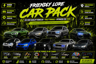 provide 124 lore friendly unbranded fivem cars