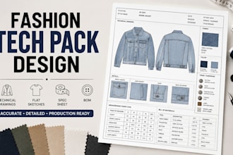 create fashion technical drawings and complete tech pack