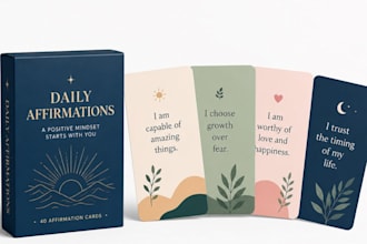 custom printable affirmation card motivational card, flash card, party card game
