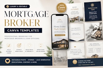 design luxury mortgage broker canva templates for social media