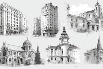 hand draw architecture and urban design sketches