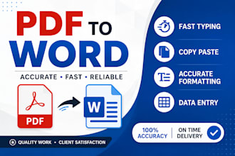convert PDF to word and do typing work