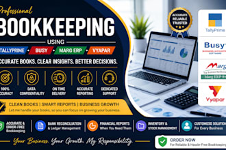 do bookkeeping using tallyprime, busy, marg erp and vyapar