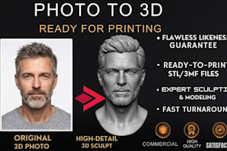 sculpt realistic 3d head, bust models from your 2d photo for printing in zbrush