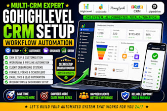 gohighlevel crm setup workflow automation dubsado zoho honeybook funnel setup
