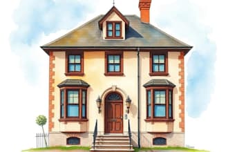 create a watercolor house portrait or buildings