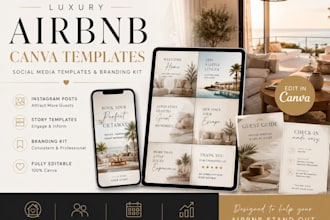 design airbnb social media templates and canva branding kit