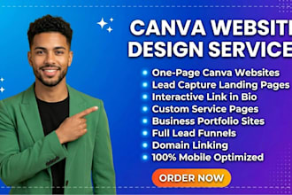 design a clean canva website, landing page or link in bio page service page