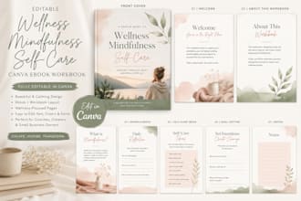 design editable wellness mindfulness selfcare canva ebook workbook