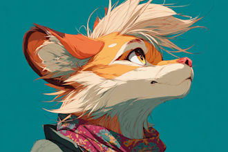 draw cute furry character art, fursona, and anthro illustration