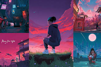 drawing cartoon album cover or mixtape cover, artwork