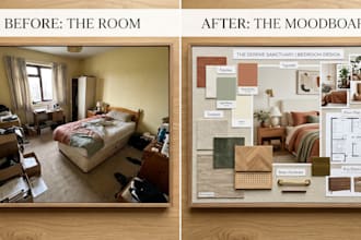 create a professional interior design moodboard and concept board