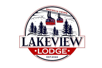 make monogram lake lodge logo with a view serving great beer