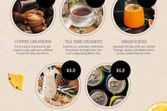 design a professional digital food menu or restaurant menu