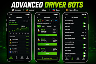 develop amazon driver bot, instacart bot, uber bot, slack bot, spark driver bot