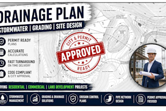 do civil 3d grading plan, permit ready swppp drainage plan, stormwater design