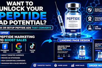 fix peptide ads issue, setup social media ads for peptide or 30k marketing sales