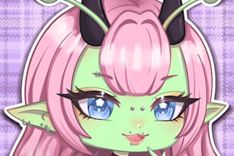 anime style chibi headshot