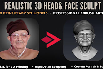 create realistic 3d head and face sculpt models for 3d printing in zbrush
