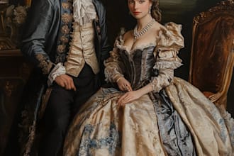 a royal couple portrait in renaissance painting style
