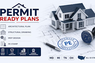 permit ready plan structural  and architectural drawing mep design MD mi tn oh
