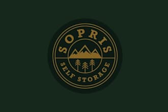 design self storage company quaint mountain town logo