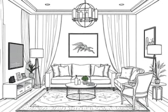 make living room interior sketch, illustration