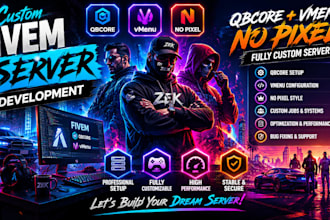 create a fully customizable fivem server with qbcore , vmenu and qb nopixel