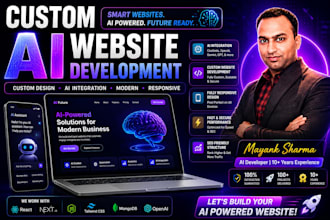 do custom ai website development as full stack developer, front end developer