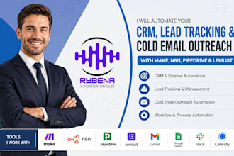 do pipedrive lemlist CRM lead tracking cold email outreach n8n make automation