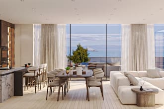 create realistic seaside house renders