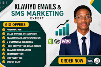 setup klaviyo email flows for shopify and design canva newsletter