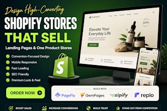 build pagefly landing page, gempages, shopify landing page and one product store