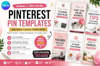 design aesthetic canva pinterest pin templates, editable canva templates, flyers