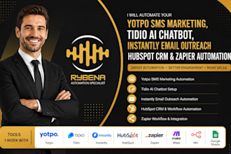 do yotpo SMS marketing tidio ai chatbot instantly hubspot crm zapier automation