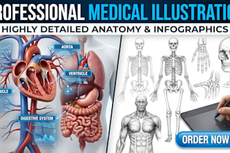 draw human anatomy diagram, medical illustration for healthcare and education