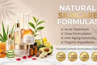 develop natural skincare formulas for acne, glow and anti aging