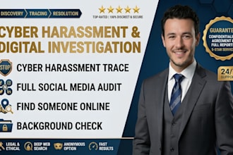 do cyber harassment investigation, social media check and find someone online