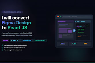 convert figma design to react js and tailwind css