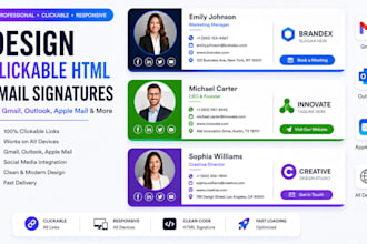 design clickable email signature, responsive html signature for gmail outlook